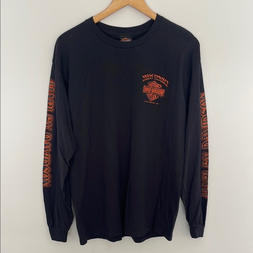 Harley Davidson Men’s Wisconsin Oconomowoc Long Sleeve Black/Orange Size L